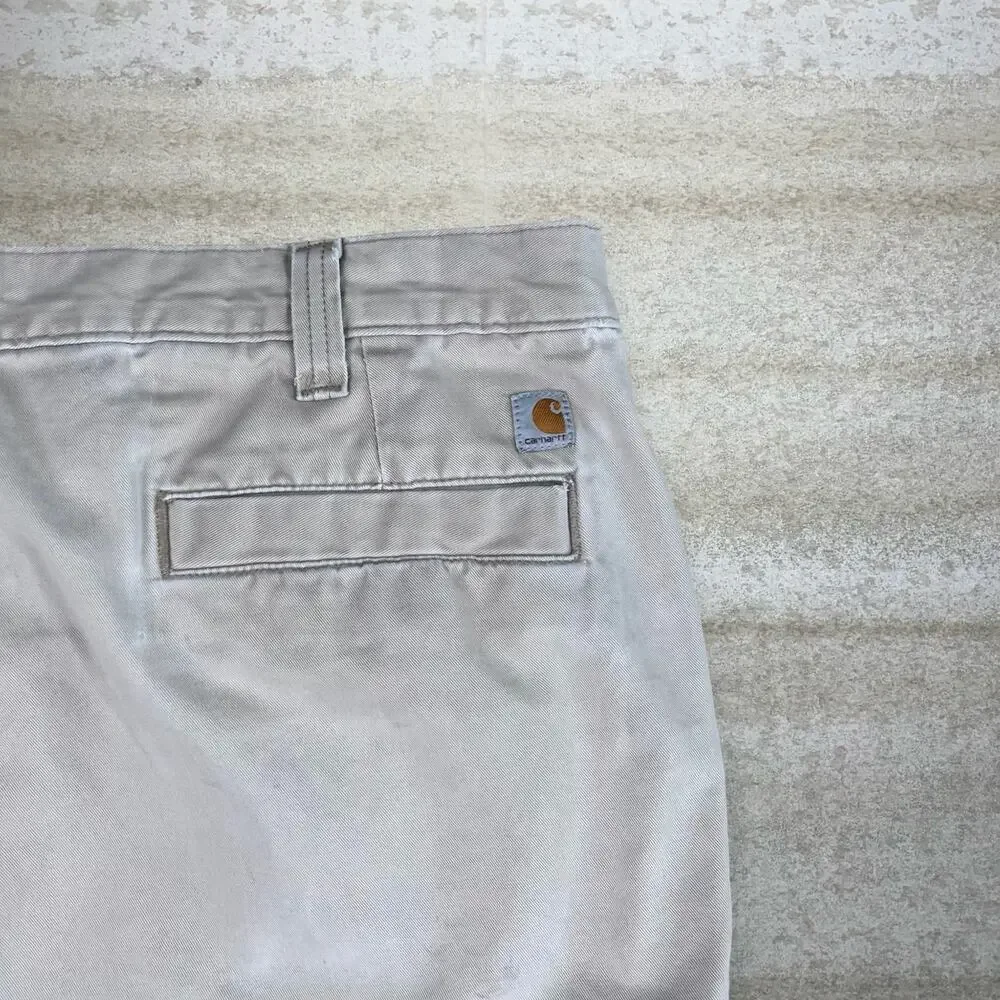 Vintage Y2K Carhartt Khakis Pants 42x32 Baggy Wide Leg Fit Light Tan Cotton